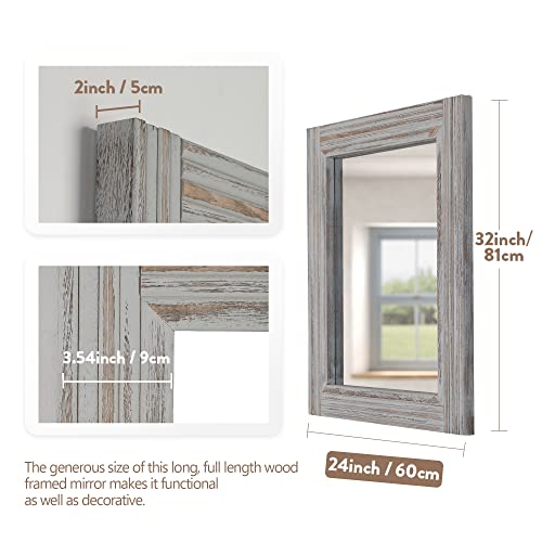 Hand-Made Wooden Spliced Wall Mirror for Bathroom, Rustic Farmhouse Vanity Mirror