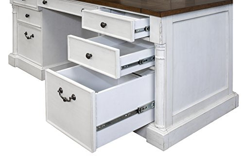 Durham Double Pedestal Executive Desk, White