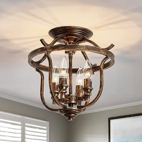 Light Farmhouse Vintage Semi Flush Mount Ceiling Light Fixtures