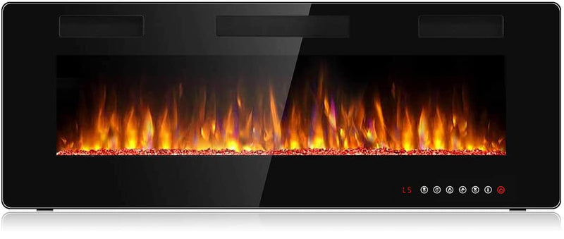 50 inch Ultra-Thin Silence Linear Electric Fireplace, Recessed Wall Mounted Fireplace