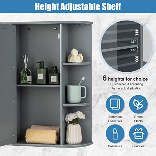 Bathroom Medicine Cabinet, Wall Mounted Bathroom Cabinet with Mirror Door and Shelves