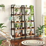 Ladder Bookshelf with 3 Hooks, 5 Tier Ladder Shelf