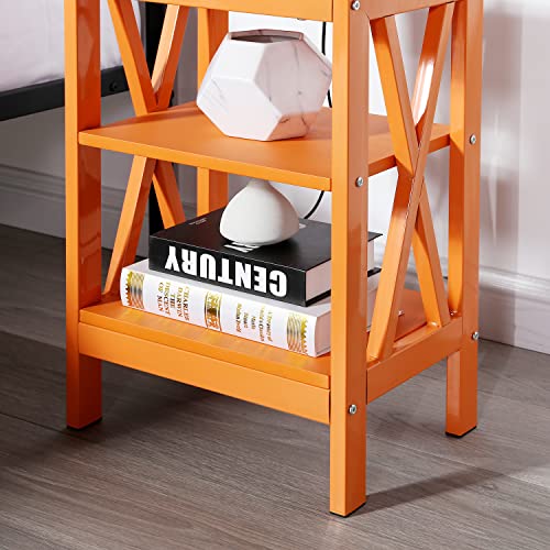 Side End Table with Storage Shelf Nightstands