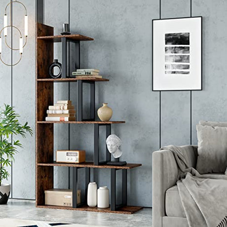 5-Tier Vintage Bookshelf