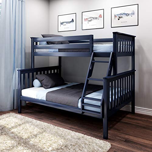 Bunk Bed, Twin-Over-Full Wood Bed Frame For Kids, Blue
