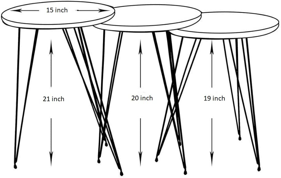 Set of 3 High Gloss White Marble Gold Legs Nesting