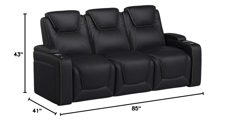 Vienna Home Theater Seating - Top Grain Leather - Power Recline - Power Headrest - Powered Lumbar - AC USB Charging - Cup Holders