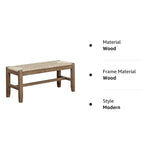 Newport 40" Wood Bench with Rush Seat