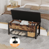 Shoe Storage Bench, Entryway Bench with Large Lift Top Storage Box and Leather Padded