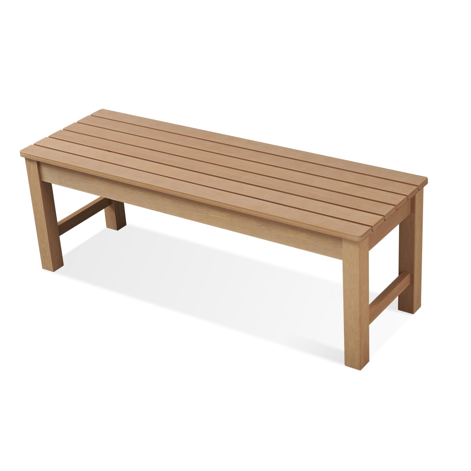 Outdoor Bench, 2-Person Dining Bench, Backless Poly Lumber Bench