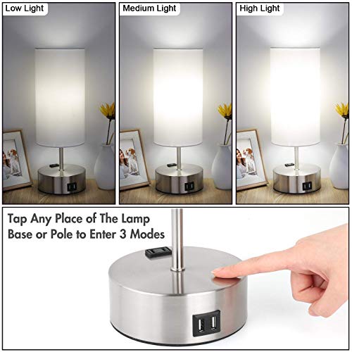 Set of 2 Touch Control Table Lamp, 3 Way Dimmable Modern Nightstand Lamp Sets