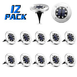 8 LED Solar Powered Disk Lights Outdoor Waterproof Garden