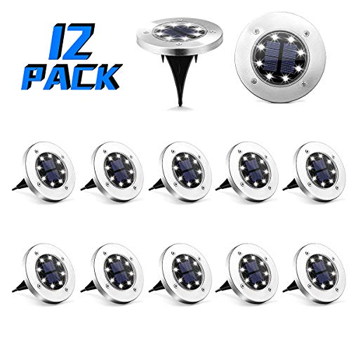8 LED Solar Powered Disk Lights Outdoor Waterproof Garden