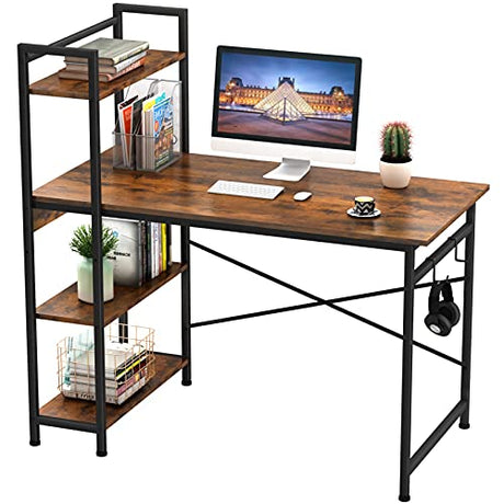 Computer Desk with 4 Tier Shelves for Home Office