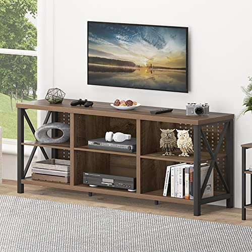 Rustic TV Stand, Industrial Entertainment Center for 70 Inch TV