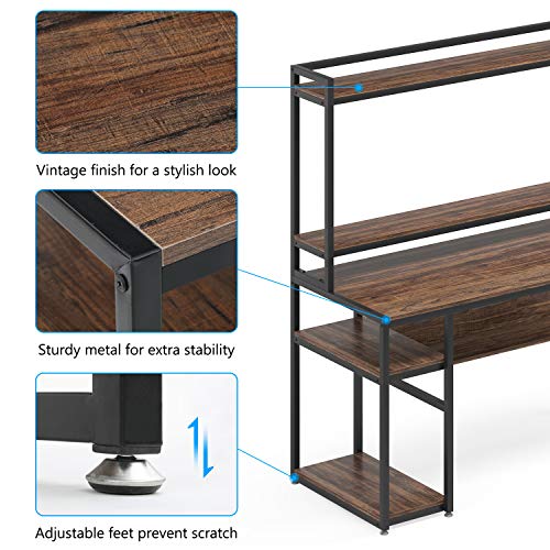 Computer Desk with Hutch and Shelves, 47 Inches Home Office Desk with Bookshelves