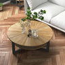 Round Coffee Table with Storage, Farmhouse Coffee Table for Living Room