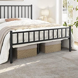 14 Inch Queen Size Bed Frame Metal Platform Bed with Spindle Headboard Footboard