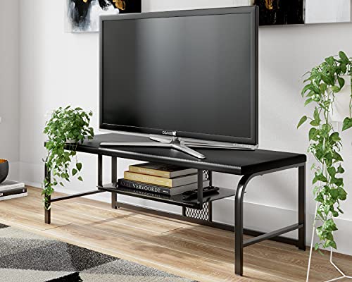 Lynxtyn TV Stand with Convenient Cord Management Fits TVs up to 48", Black