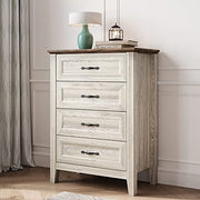 Dresser for Bedroom, Chest of Drawers with Metal Handles, Tall Dresser with 4 Drawers