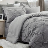 Queen Comforter Set - 7 Pieces Comforters Queen Size Grey