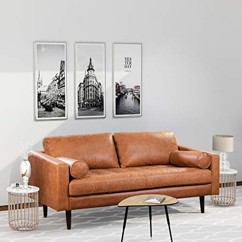 Napa 72" Apartment Sofa in Full-Grain Pure-Aniline Italian Leather, Cognac Tan