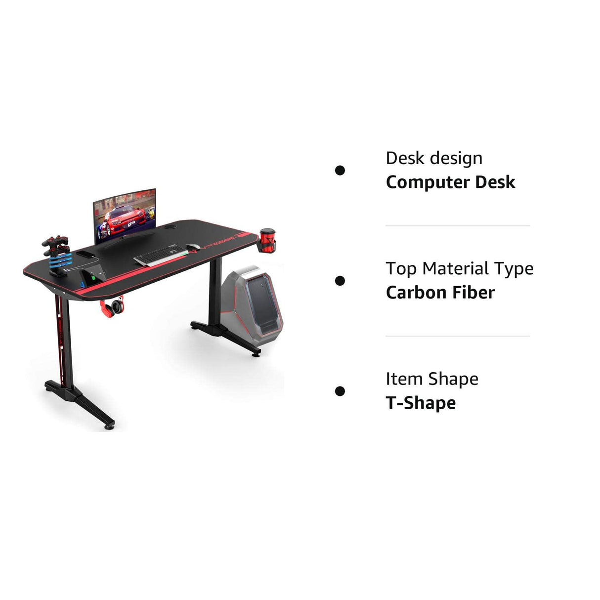 VIT Gaming Desk, 44 inch Ergonomic Gaming Desk with USB Gaming Handle