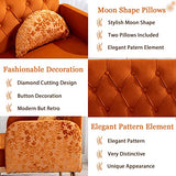 55-inch Small Velvet Couch with Elegant Moon Shape Pillows