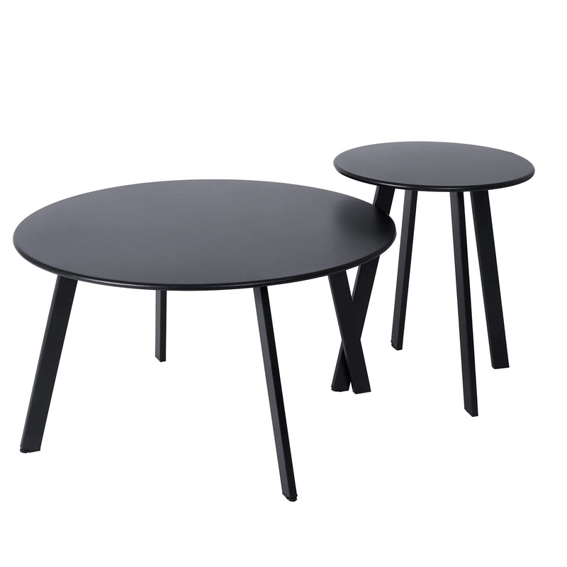Patio Outdoor Coffee Table Set of 2 - Weather Resistant Outdoor Round End Table