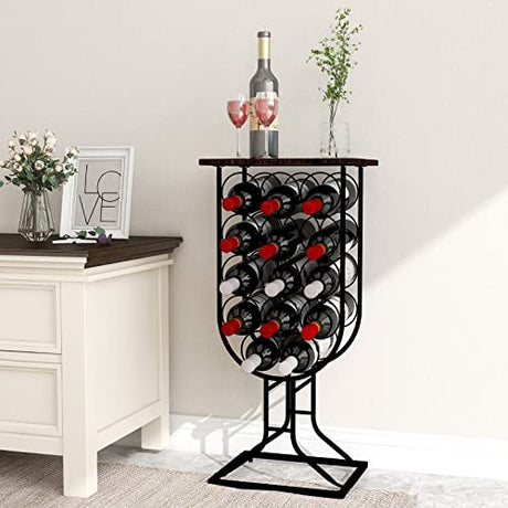 Wine Stand Rustic Style, Holds 14 Bottles of Wine Rack freestanding Floor