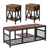 Occasional Set of 3 Includes Coffee 2 End Tables, Industrial Metal Frame