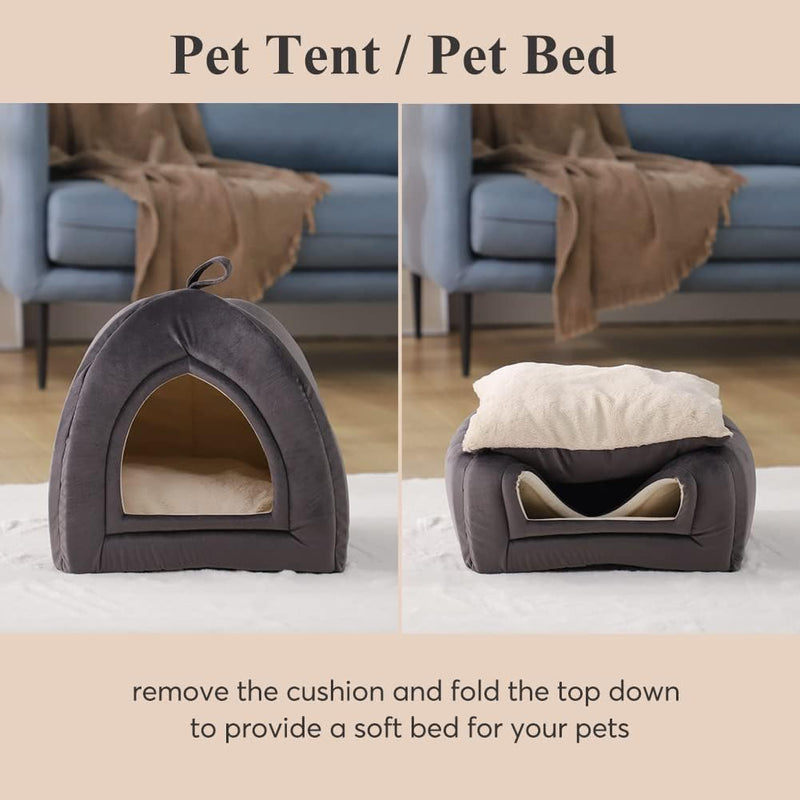 Cat Bed for Indoor Cats, 2-in-1 Cat House Pet Supplies for Kitten and Small Cat or Dog