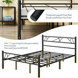 Queen Bed Frame with Headboard, Upgarded 14 Support Leg Bedframe Metal Platform