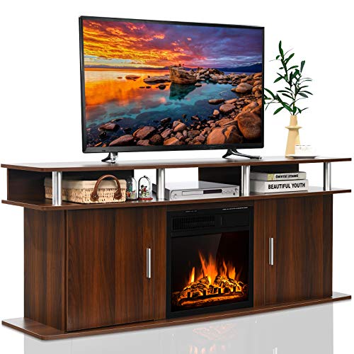 Fireplace TV Stand, Living Room Media Console Table w/1500W Electric Fireplace