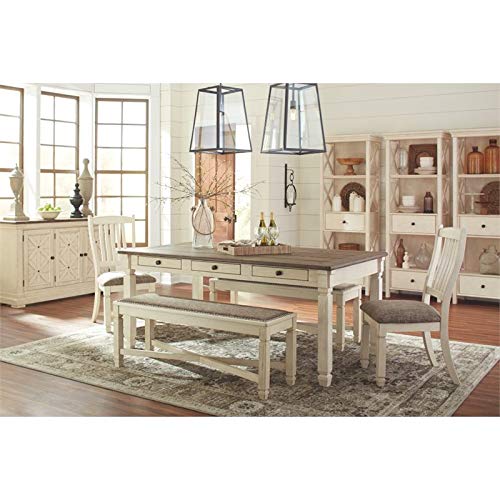 Bolanburg French Country Upholstered Dining Room Bench, Antique White