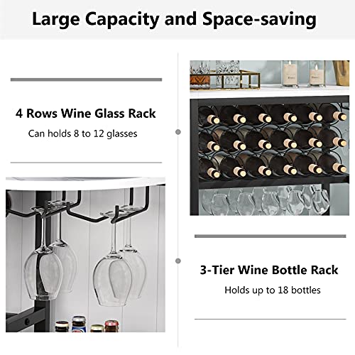 Wine Rack Table, 47 Inch Modern Wine Bar Cabinet with Storage