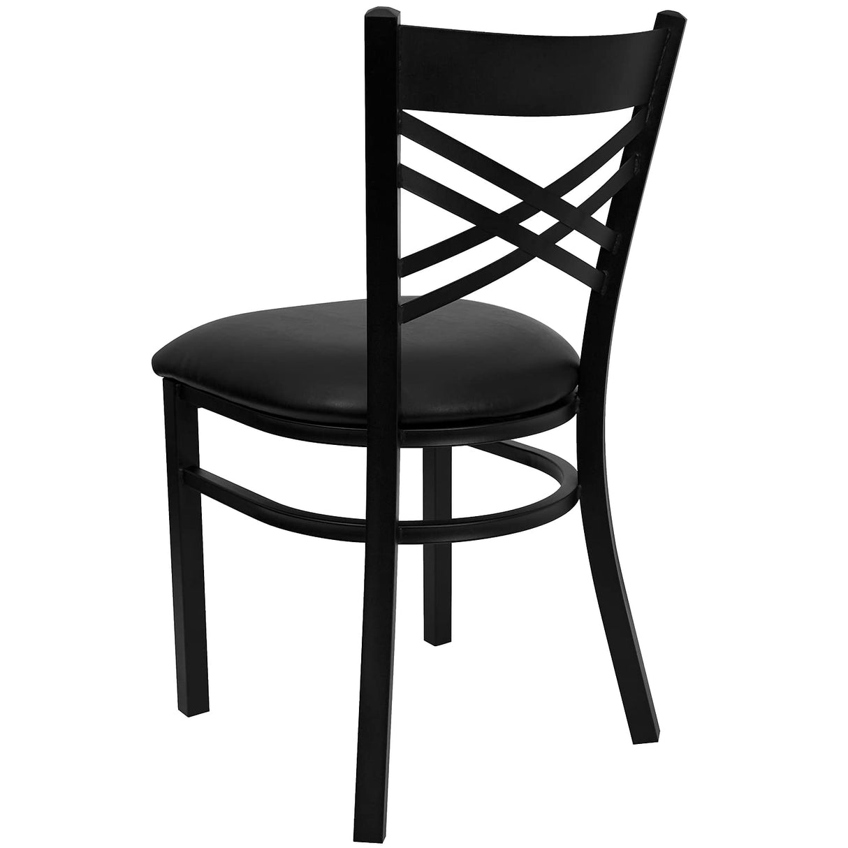 2 Pack HERCULES Series Black ''X'' Back Metal Restaurant Chair