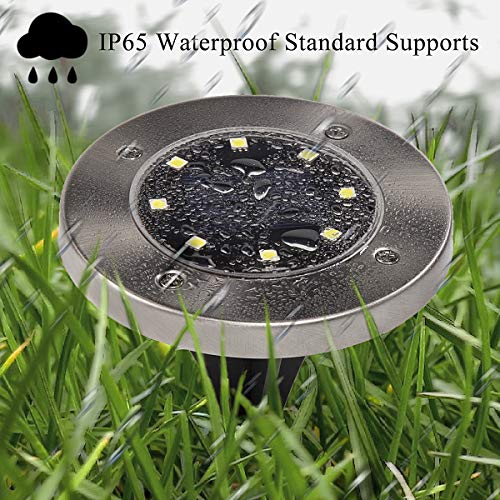 8 LED Solar Powered Disk Lights Outdoor Waterproof Garden