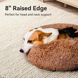 Calming Dog Bed - Anti Anxiety with Removable Cover  Fluffy Plush Faux