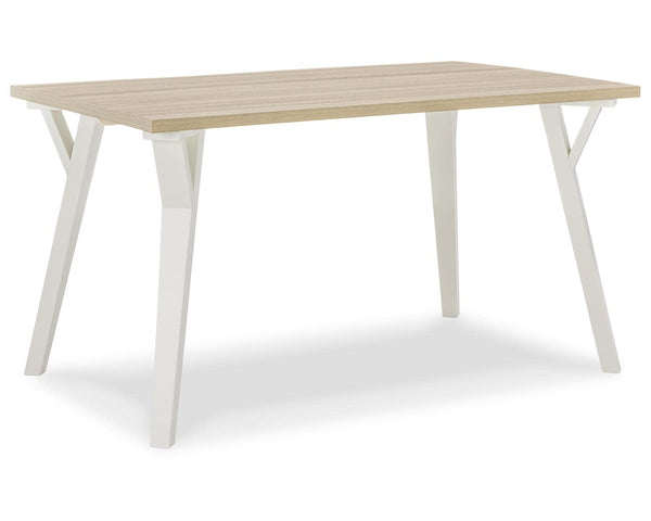 Grannen Modern Rectangular Dining Room Table, White & Natural Wood