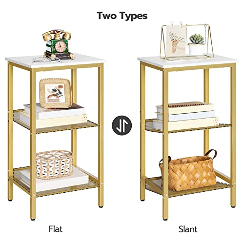 3-Tier End Telephone Table with Adjustable Mesh Shelves