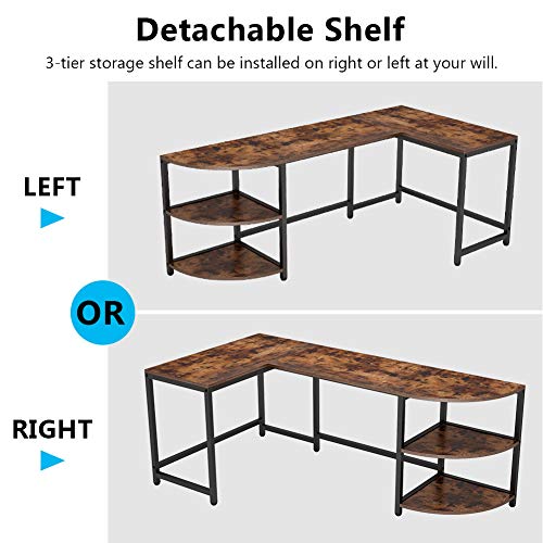 L-Shaped Desk with Corner Shelf