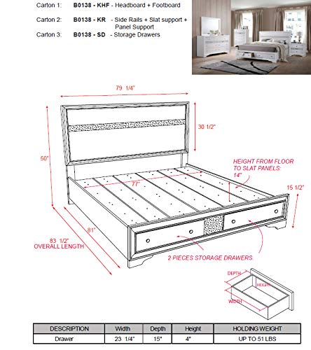 6-Piece Watson King Size Bedroom Set. Bed, Dresser, Mirror, Chest & 2 Night Stands