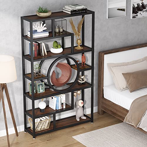 72 Inch Bookshelf Geometric Bookcase, 8-Tier Industrial Book Shelf with 11 Open Shelvings