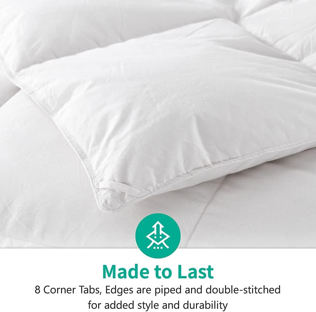 Feather Down Comforter King Size - 650 Fill Power Medium Warm 100% Organic Cotton