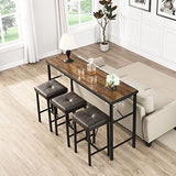 Long Bar Table and Chairs Set, Counter Height Dining Table Set