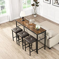 Long Bar Table and Chairs Set, Counter Height Dining Table Set