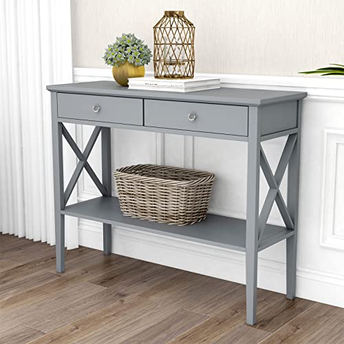 Console Sofa Table Classic X Design with 2 Drawers