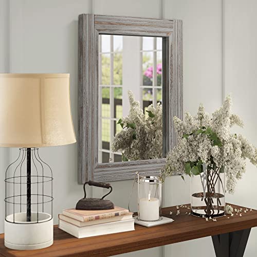 Hand-Made Wooden Spliced Wall Mirror for Bathroom, Rustic Farmhouse Vanity Mirror