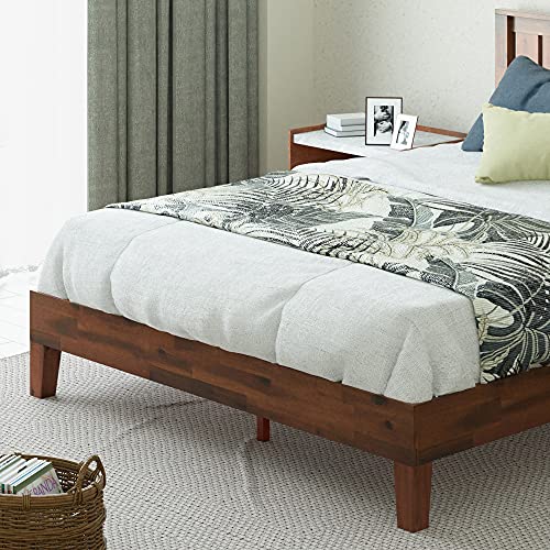 Vivek Deluxe Wood Platform Bed Frame with Headboard / Wooden Slat Support , Queen